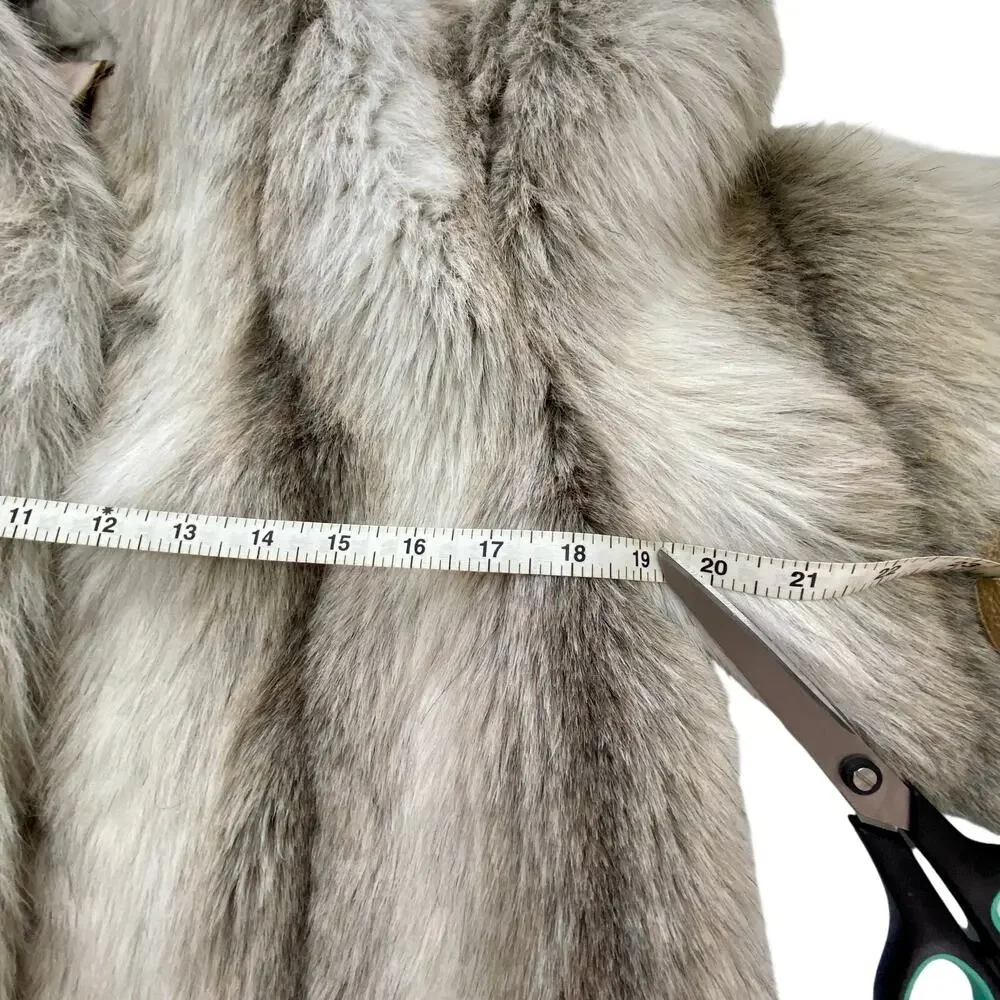 Vintage Faux Fox Fur Short Coat – Quiet Luxury Winter Statement Jacket Medium - Picture 7 of 12